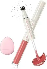 Blush Freckles Pen for Cheeks, 2 in 1 Light Brown Freckles Stamp Pen & Red Soft Liquid Blush, Waterproof, Long-Lasting, Face Fake Freckles Rouge Stick for Natural Sunkissed Makeup-03#