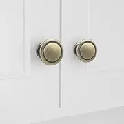 HOMOTEK 10 Pack Cabinet Knobs Drawer Pulls Zinc Stepped Round Dresser Handles,Kitchen,Cupboard, Bathroom, Wardrobe, Cabinet Hardware,Antique Brass
