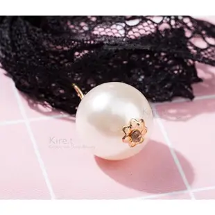 【kiret】歐美風 蕾絲 髮圈 珍珠髮束-圓珠款(珍珠 水鑽 垂墜式優雅款 黑色 蕾絲 髮束 髮圈)
