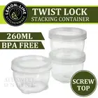 260ML Food Snacks Storage Round Screw Lid Top Clear Plastic Containers Stackable