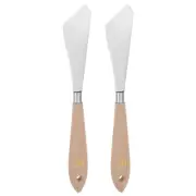 2pcs 32mm No.20 Oil Painting Palette Knives Stainless Steel Spatula Wood Handle