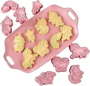 Garloy Unicorn Cookie Cutters with Plunger Stamps,8 Piece Unicorn Rainbow Themed Biscuit Cutter,3D Animal Cracker Cookie Cutters For Biscuit Fondant Cheese Baking