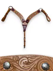 HR Saddlery Breast Collar with Swirl Tooling and Floral Conchos