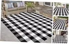 Buffalo Plaid Outdoor Rugs, 5'x7' Black and White Checkered Area Rug, Washable