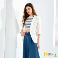 在飛比找momo購物網優惠-【MON’S】高雅緹花輕盈西裝外套