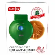 Dash Christmas Tree Mini 4" Waffle Maker - Green - Nonstick - NEW