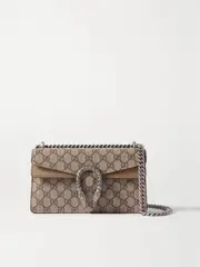 [Gucci] Gucci - Dionysus Small Embellished Printed Coated-canvas And Suede Shoulder Bag - Taupe - One size One size Brown