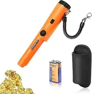 Metal Detector Pinpointer, Waterproof Handheld Convenient Pin Pointer Wand with Battery and Holster, 360°Scanning Locating Gold Coin Silver Jewelry - Orange