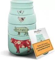- 'Live Simply Bee, Chicken, Pig, and Cow' - 4-Piece Stoneware Measuring Cups Se