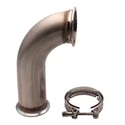 New Universal 3" inch V-band Stainless Steel 90 Degree Elbow Adapter Exaust Downpipe Flange w/ Clamp Pipe 6" leg Silver