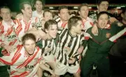 Stevenage Borough players celebrate earning a replay after the FA - Old Photo