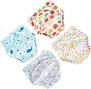 ERINGOGO 4 Pack Diapers Learning Training Pants Washable Gauze Diapers Breathable for Moon Camera Underwater World Music Patterns