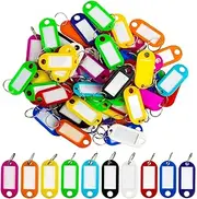 Sukh 60 Pcs Key Ring Tags - Key Tags Plastic 10 Assorted Colours,Identifiers,Name and Labels,Adapt to USB Drive,Pets,Bags Split Ring Window Lucky Line Flexible Colored