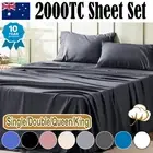 2000TC Soft Bed Sheet Set Flat Fitted Sheet&Pillowcase Double Queen King Single