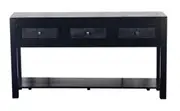 Byron Black Mango Wood & Rattan Console Table with 3 Drawers - 150cm