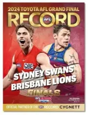 2024 AFL Record Grand Final Sydney Swans vs Brisbane Lions Sept 28 2024 Magazine