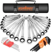 48Pc Ratchet Spanner Hex Key Metric Spanner SAE Allen Key W/T Rolling Pouch