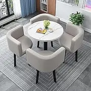 Negotiation Table and Chair Set,Office Reception Room Club Table,Simple Round Dining Table Set, Conference Tables,Coffee Table and Chair Set (Color : 6, Size : 23.6in/60cm)