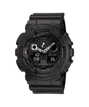 CASIO卡西歐G-SHOCK 個性重型機械感Man運動錶防水200 GA-100-1A1 黑/55mm台灣公司貨