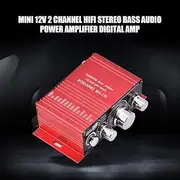 Power Amplifier, Bass Small Size Aluminium Alloy Shell Digital Amplifier, 12V DC 2 Channel HiFi for Home Car Speaker