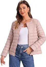 [Allegra K] Women's Puffer Jacket Lightweight Button Down Packable Long Sleeve Coat