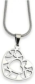 [JewelryWeb] Stainless Steel Polished Fancy Lobster Closure Love Heart Pendant Necklace - 46 Centimeters