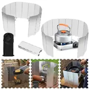 16 Plate Aluminium Mini Gas Camping BBQ COOK Stove Foldable Wind shield Screen