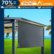 Outdoor Blind Window Roll Down Awning Canopy Privacy Screen 3X2.5M Patio S -GREY
