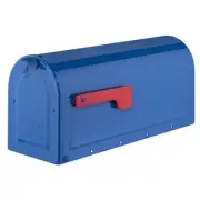 Architectural Mailboxes 7600BE MB1 Post Mount Mailbox Blue with Red Flag