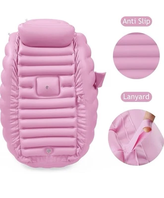 Inflatable Baby Bathtub | Portable Foldable Toddler Bath Tub with Air Pump Pink