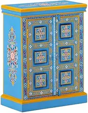Sideboard Solid Mango Wood Turquoise Hand Painted Dining Furniture