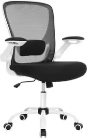 OBN37WT Office Chair, Swivel Chair with Mesh Covering, Ergonomic, Padded Lumbar