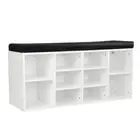 Shoe Rack Cabinet Organiser Black Cushion 104 x 30 x 48 White