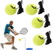 Tennis Trainer Rebound Ball, 4Pcs Tennis Training Ball Yellow Rebound with String for Beginner Single Player Practice Training Gear, Balls with String