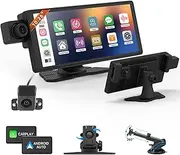 [Hephix] 10.26'' Wireless CarPlay Android Auto Portable Screen with 2K Front Dash Cam, 1080p Cabin & Rear Cameras, Bluetooth, GPS, Voice Control, FM, AUX, Navigation Support, 32GB Card Included