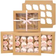 12 Cupcake Containers 12-Packs Brown Cupcake Box Cupcakes Carrier, 12 Cupcake...