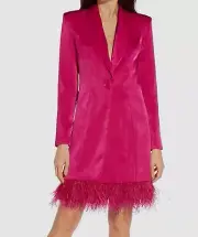 Aidan Mattox Womens Pink Feather Hem Tuxedo Sheath Dress Size 10