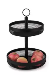 Nero Mesh 2 Tier Basket - Heavy Duty Black Powder Coated Steel