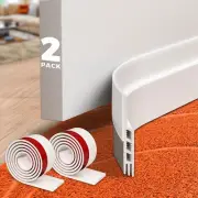 Door Draft Stopper 2 Pack - Insulator & Noise Blocker, White