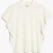 New Madewell Womens Resourced Cotton Flutter Sleeve Tee Shirt Ivory XS NB504