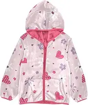 [GuoChe] Big Girls Jackets With Sherpa Lining Valentine's Day Pastel Pink Flowers Hearts Toddler Girl Jacket pink Baby Boy