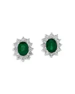 Bloomingdale's Fine Collection Emerald & Diamond Halo Starburst Stud Earrings in 14K White Gold