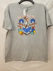 Gildan Tshirt Kids Unisex XL Dr Suess Read To Me Short Sleeve Gray Graphic