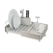 Joseph Joseph Extend Steel Dish Rack Expandable Kitchen Storage 53cm Light Stone