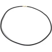 Black Leather Cord Necklace Jewelry 14K Gold Clasp 16"!