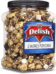 Chocolate S'mores Popcorn by Its Delish, 16 Oz (1 Lb) Jumbo Container Bulk Popcorn, Caramelized with Chocolate and Marshmallows Corn Snack, Parties – Non-Dairy, Kosher
