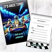 Go Kart New Party Invites Birthday Invitations & Envelopes (WRITE ON) (Pack of 20 with envelopes)