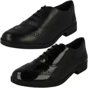Girls Clarks Brogue Detailed Formal School Shoes Aubrie Tap