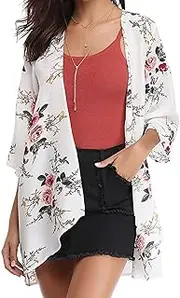 [ACEFAST INC] Vintage Women Girls Floral Print Long Loose Kimono Jacket Coat Cardigan Blouses