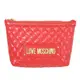 MOSCHINO LOVE MOSCHINO 浮雕LOGO皮革萬用/化妝包.紅